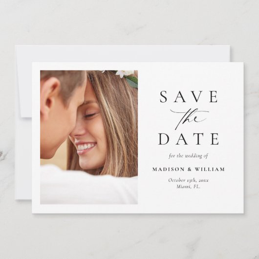 Elegante eenvoudige foto Bewaar de datum Save The Date (Voorkant)