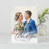 Elegante eenvoudige foto bruiloft Dank u Bedankkaart (Staand voorkant)