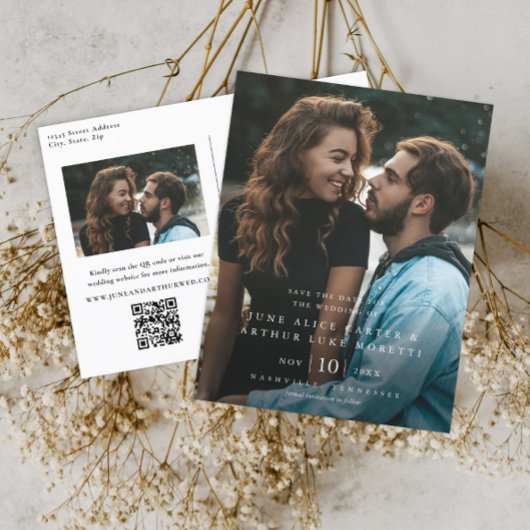 Elegante eenvoudige foto bruiloft Save the Date Briefkaart