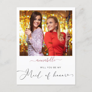 Elegante eenvoudige foto Maid of Honor voorstel Briefkaart