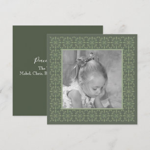 Elegante eenvoudige foto Winter groene sneeuwvlok Feestdagenkaart