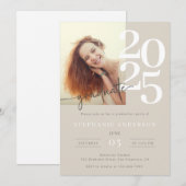Elegante eenvoudige fotoscript afstudeerfeest kaart (Voorkant / Achterkant)