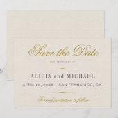 Elegante eenvoudige gouden kalligrafie klassieke b save the date (Voorkant / Achterkant)