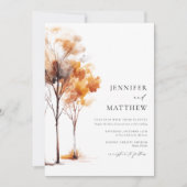 Elegante eenvoudige herfstbruiloft kaart (Voorkant)