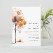 Elegante eenvoudige herfstbruiloft kaart (Staand voorkant)