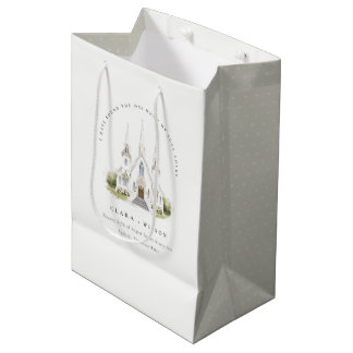 Elegante eenvoudige katholieke Waterverf bruiloft Medium Cadeauzakje