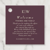 Elegante eenvoudige kersenlak, monogram bruiloft bedankjes labels (Voorkant)