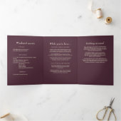 Elegante eenvoudige kersenlak, monogram bruiloft drieluik programma (Binnen)