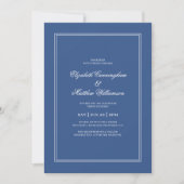 Elegante Eenvoudige Klassieke Blauwe & Witte Bruil Kaart (Voorkant)