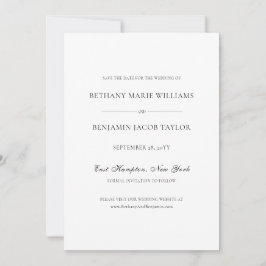 Elegante eenvoudige klassieke zwart-wit bruiloft save the date