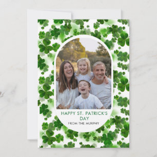 Elegante Eenvoudige Klaver Foto St. Patrick's Dag Feestdagenkaart