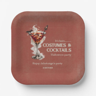 Elegante Eenvoudige Kostuums Cocktails Halloween F Papieren Bordje