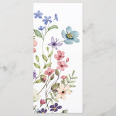 Elegante eenvoudige lente Wildbloemen bruiloft Menu (Achterkant)