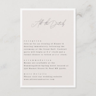 Elegante Eenvoudige Lijn met Kunstbloemen & Rand Informatiekaartje