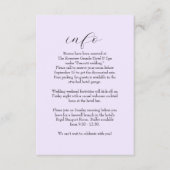 Elegante eenvoudige lila huwelijksinformatie informatiekaartje (Voorkant)