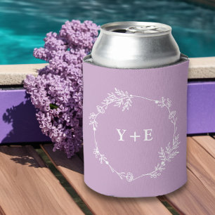 Elegante Eenvoudige Lila Paarse Monogrammed Huweli Blikjeskoeler
