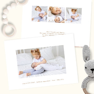 Elegante eenvoudige minimal pasgeboren 4 foto baby aankondiging