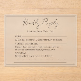 Elegante eenvoudige minimale script vriendelijk an acryl uitnodigingen