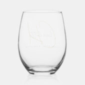 Elegante eenvoudige minimalistische gepersonalisee wijnglas zonder voet (Achterkant)
