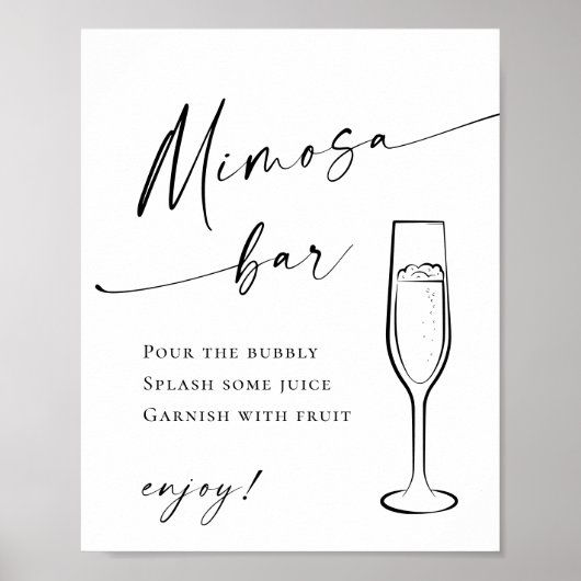 Elegante eenvoudige minimalistische Mimosa Bar bru Poster (Voorkant)