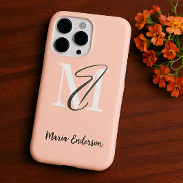 Elegante eenvoudige minimalistische pastel initial iPhone 15 pro max hoesje