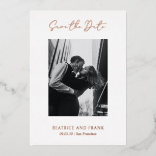 Elegante eenvoudige moderne bruiloft Bewaar de dat Folie Uitnodiging