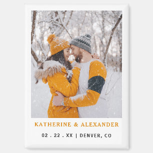 Elegante Eenvoudige Moderne Foto Trouwen Save The  Magneet