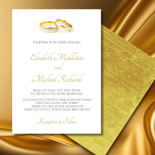 Elegante Eenvoudige Moderne Gouden Trouwringen Kaart
