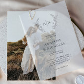 Elegante eenvoudige monogram overlay bruiloft vellum uitnodigingen