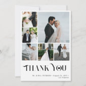 Elegante eenvoudige multi foto collage bruiloft bedankkaart (Voorkant)
