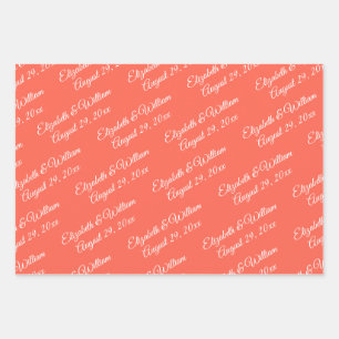 Elegante Eenvoudige Neon Flare met Monogram Huweli Inpakpapier Vel