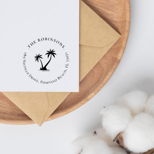 Elegante eenvoudige Palm Tree Family Retour Adres Zelfinktende Stempel