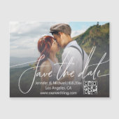 Elegante eenvoudige QR-codefoto Sla de datummagnee (Voorkant)