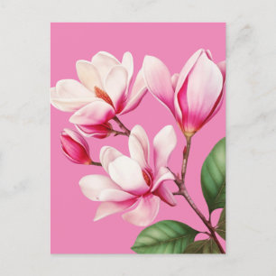 Elegante Eenvoudige Roze Bloem Bloemen Kunst Briefkaart