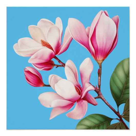Elegante Eenvoudige Roze Bloem Bloemen Kunst Perfect Poster (Voorkant)