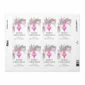 Elegante Eenvoudige Roze Bow Kerst Botanisch Etiket (Full Sheet)