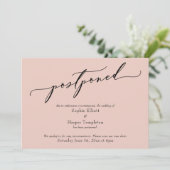 Elegante Eenvoudige Roze Uitgestelde Trouwkaart Kaart (Staand voorkant)