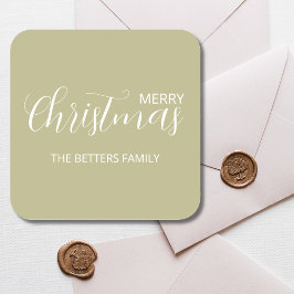 Elegante eenvoudige schone salie groene kerst vierkante sticker