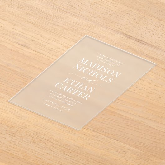 Elegante eenvoudige script foto bruiloft acryl uitnodigingen (Laagn)