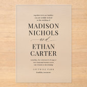 Elegante eenvoudige script foto bruiloft acryl uitnodigingen (Voorkant)