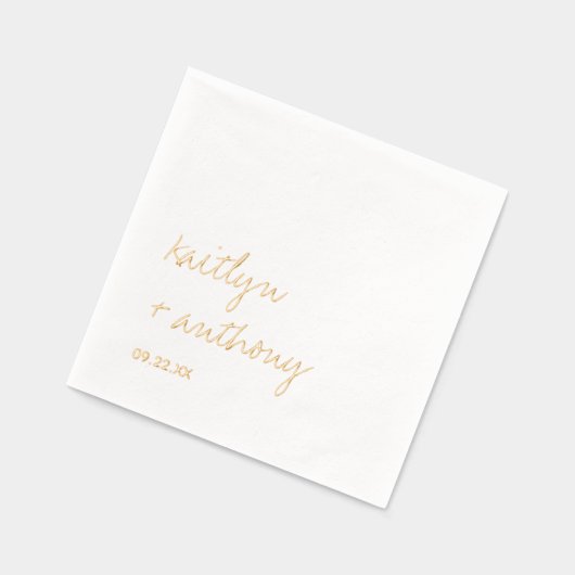 Elegante eenvoudige script minimalistische bruilof folie servetten (Links)