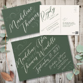 Elegante Eenvoudige Script Sage Green Wedding RSVP Briefkaart