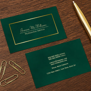 Elegante Eenvoudige Smaragdgroene & Gouden Profess Visitekaartje
