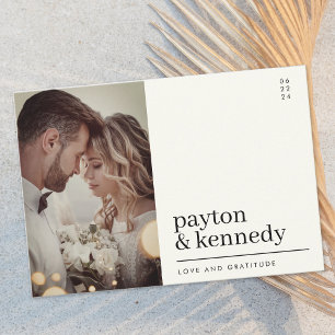 Elegante eenvoudige stijlvolle wit en zwart chique bedankkaart