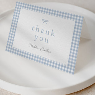 Elegante Eenvoudige Stofblauwe Jongens Baby Shower Bedankkaart