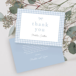 Elegante Eenvoudige Stofblauwe Jongens Baby Shower Bedankkaart