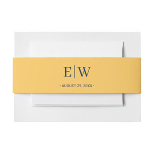 Elegante Eenvoudige Straal Bloem met Monogram Huwe Uitnodigingen Wikkel