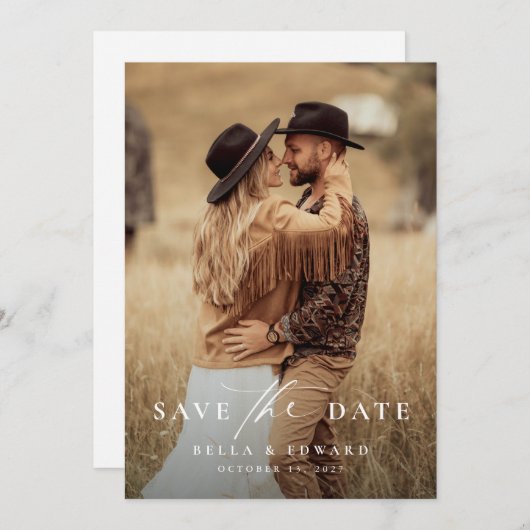 Elegante Eenvoudige Trouwdag Save The Date (Voorkant / Achterkant)