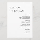 Elegante eenvoudige trouwdiner feestmenu's menu (Voorkant)