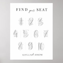 Elegante Eenvoudige Trouwen 10 Tafel Zitting Grafi Poster